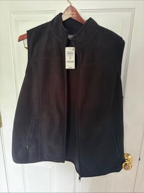 Style & Co Classic Black Fleece Zip-Front Vest